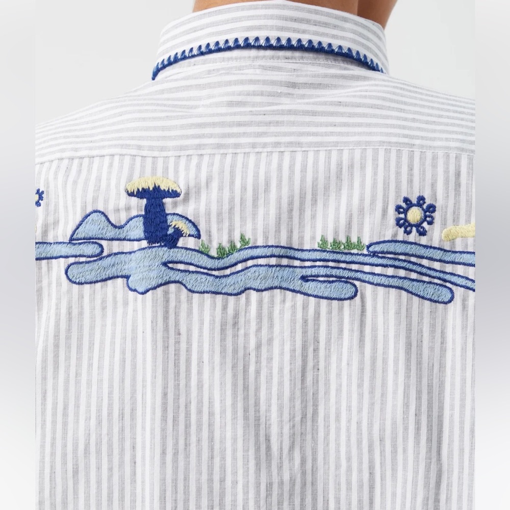 Re/done 90s oversized striped cotton-jacquard shirt
